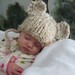 RESERVED FOR SHERRYV Boo Boo Bear Beanie Hat Handknitted in Cream Pearls with Boo Pink Brim, Ears, and Ties Mixed, Size 14 Months
