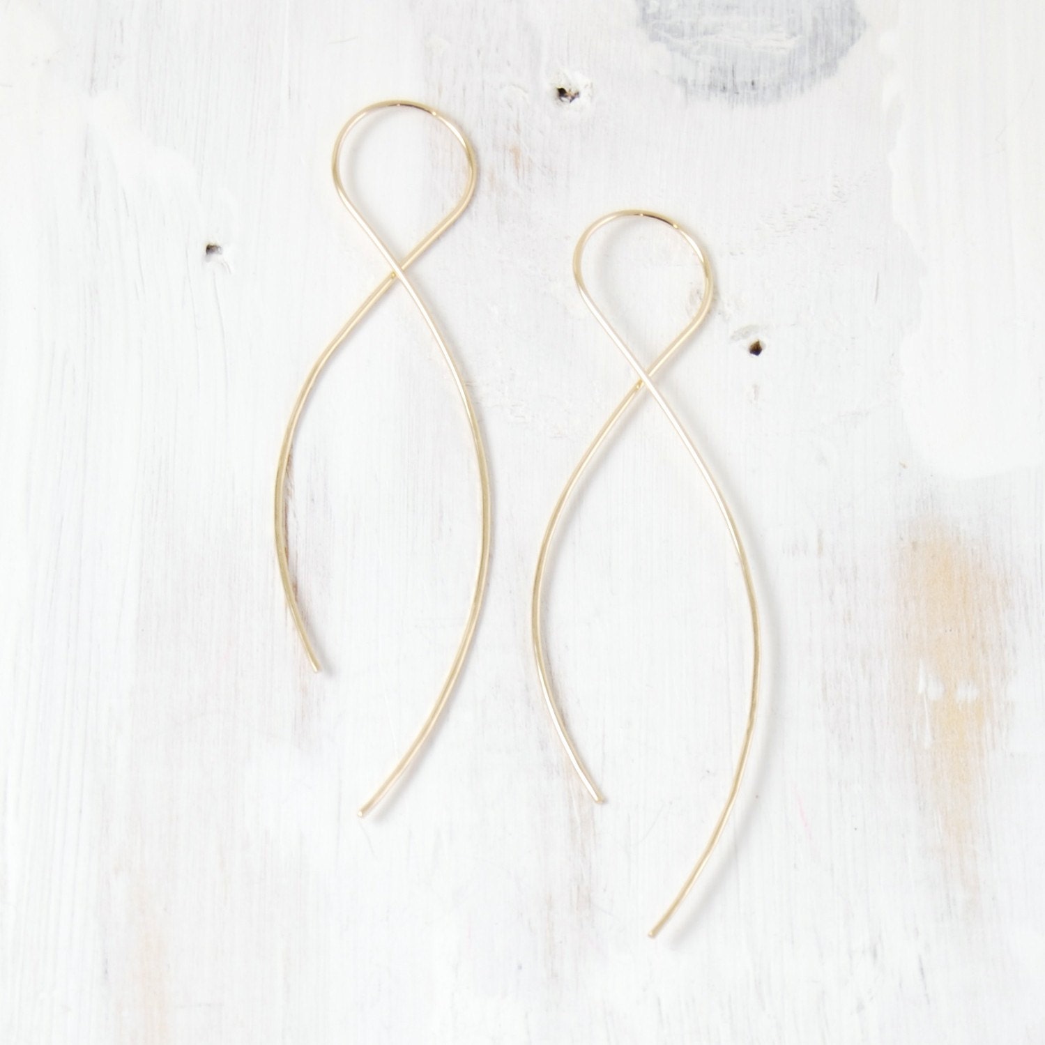 Large Gold Pull Through Earring, "Infinity"