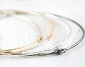 Gold and Silver Bangle Bracelets, Set of Four, Yellow Gold, Rose Gold, Oxidized Silver & Sterling Silver
