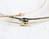 Gold and Silver Bangles, Set of Three, Yellow Gold, Rose Gold & Oxidized Sterling Silver