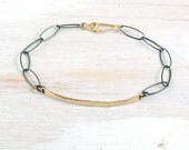 Gold and Oxidized Silver Link ID Bracelet