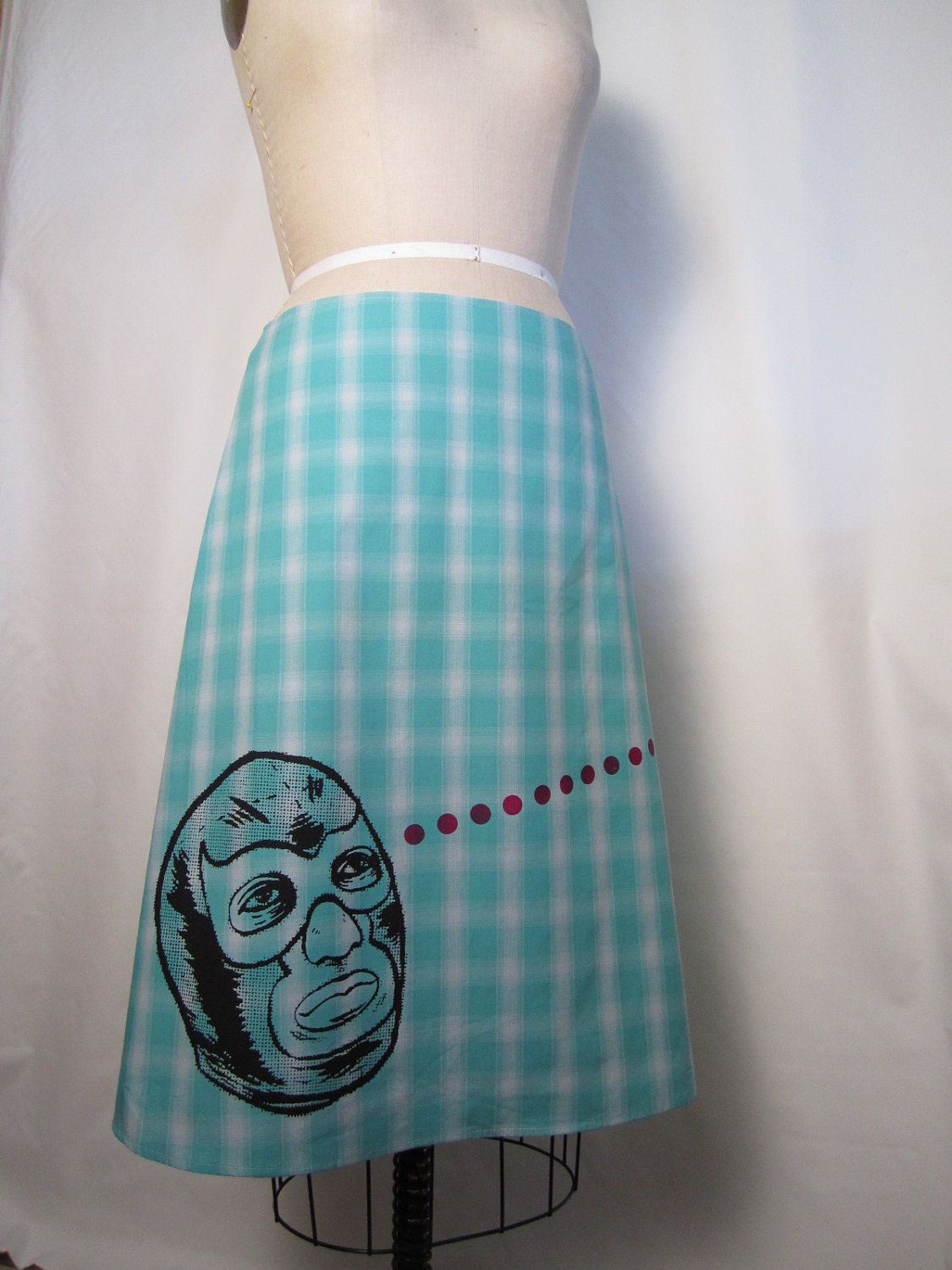 Lucha Libre Turquoise Plaid Skirt