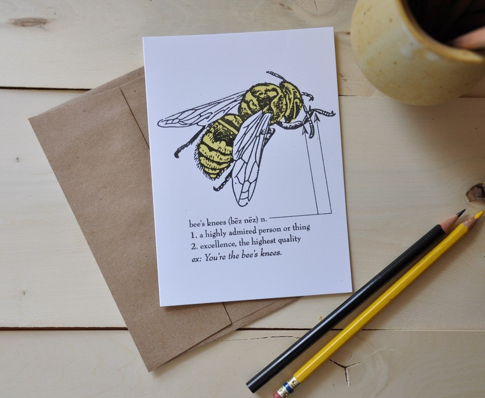 You're the Bee's Knees in Yellow and Black - Love, Friendship card