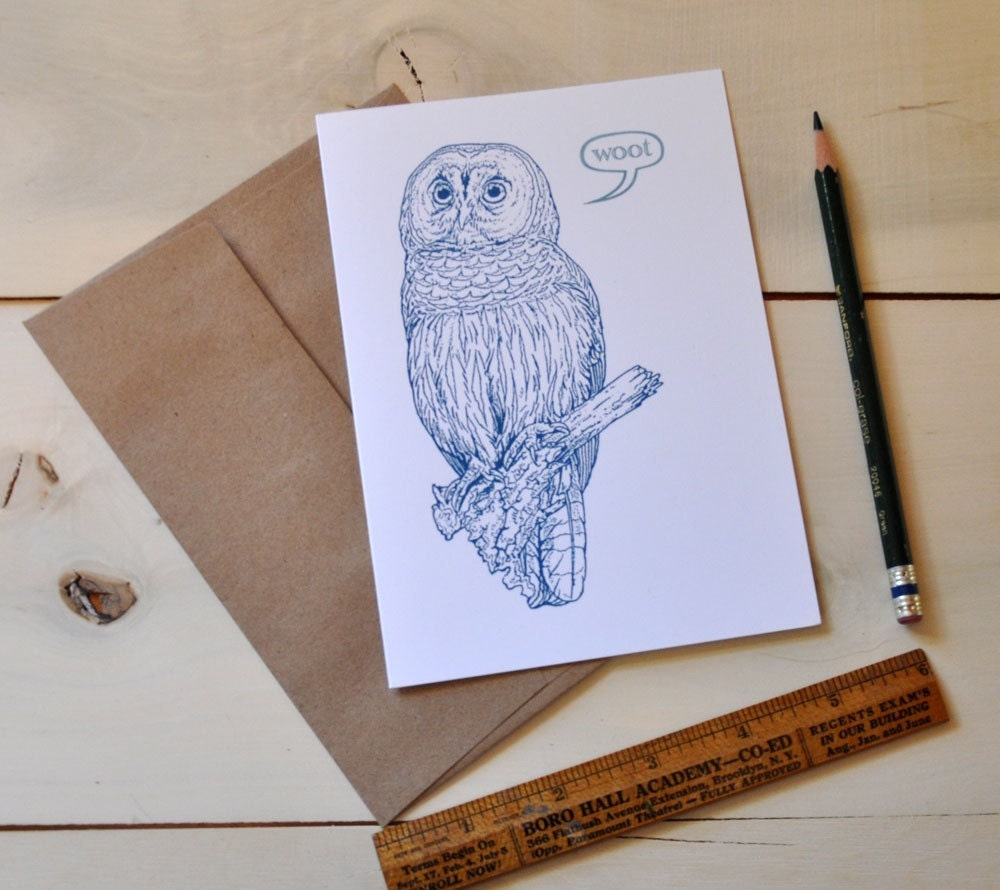 Woot Owl in Navy Blue and Green