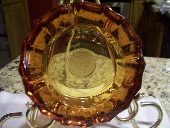 Amber Glass Ashtray 1887 Eagle Mark by Viejo on Etsy