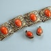 ON SALE Chunky Coral Orange Chunky Bracelet and Earrings 1950s 1960s