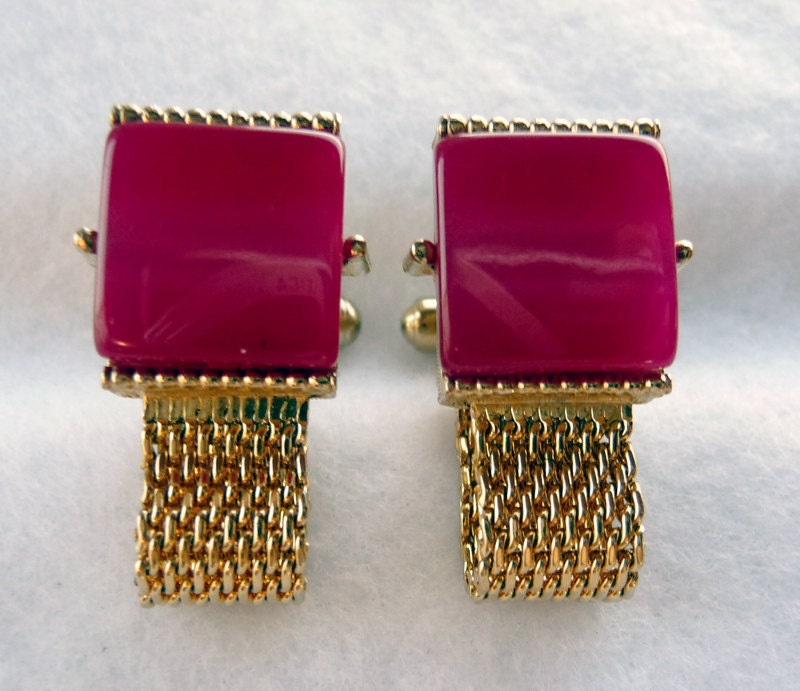 Pink Moonglow Swank Cufflinks - Moon Glow & Mesh Cuff Links 1106ge01002012