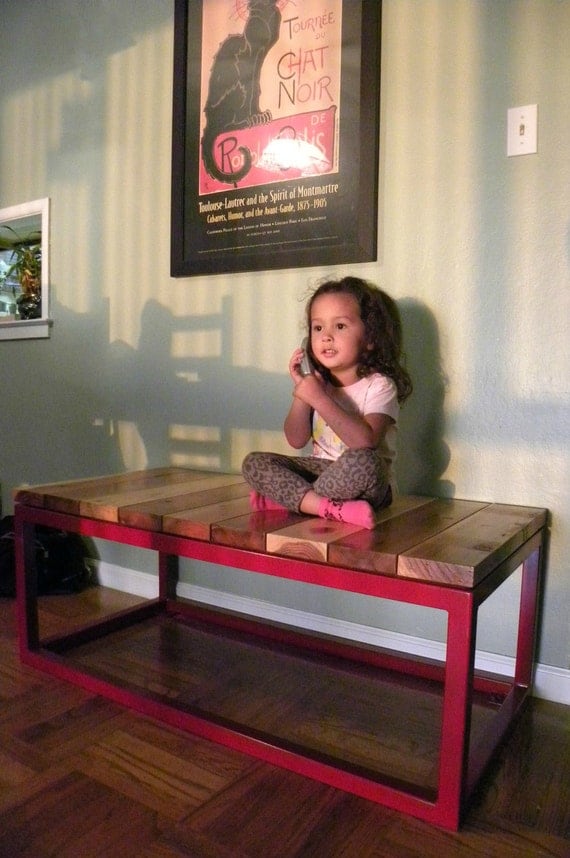 Steel and Redwood Bench