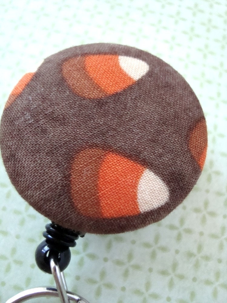 Candy Corn Fabric Covered Badge Reel, ID Holder OR Keychain