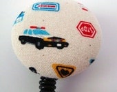 Imported Fabric-Police Car-Fabric Covered Badge Reel, ID Holder OR Keychain