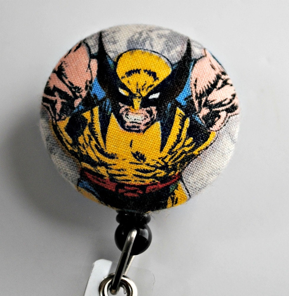 Wolverine-Super Hero Fabric Button Badge Reel ID Holder or Keychain