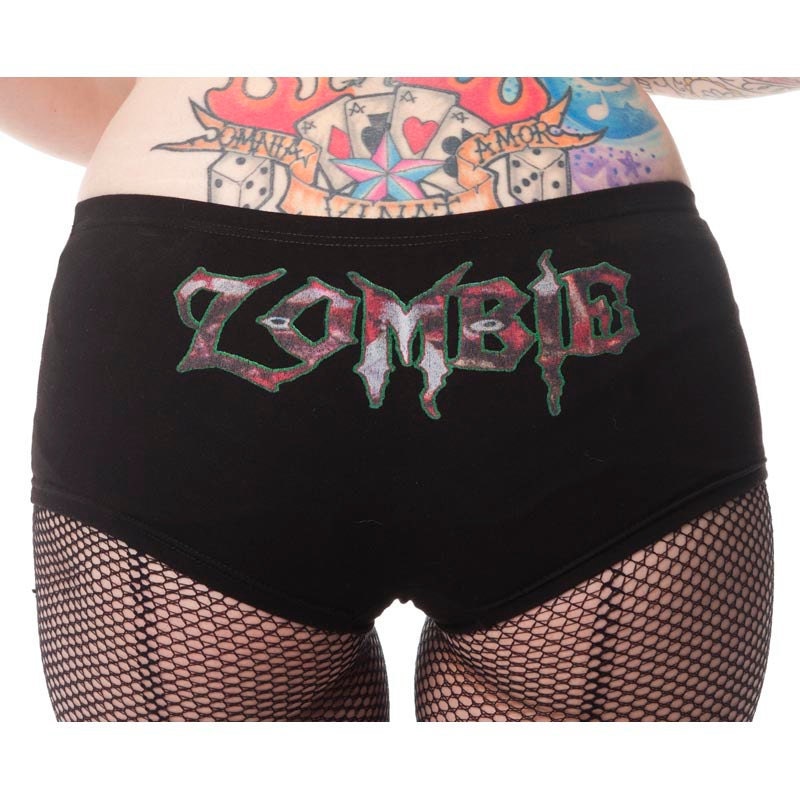 Sexy Zombie Print Black Hotpants Punk  L XL