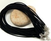 Knitted Fabric Black Cord Necklace 19.5" 3mm