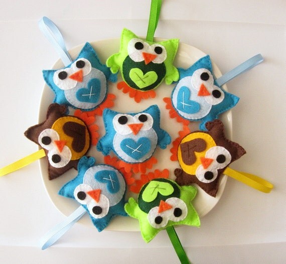 8 Owl Ornaments, Eco-Friendly felt baby owl plush Ornaments A146 Il_570xn