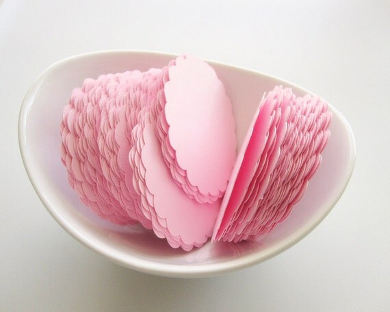 50 Scalloped Circles (2.0 inches) in Light Pink Textured Cardstock Die Cut A7 Il_570xn