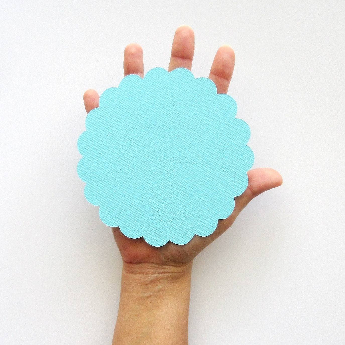 16 aqua (5.0 inches) Scalloped Circles in Textured Cardstock A99 Il_570xn