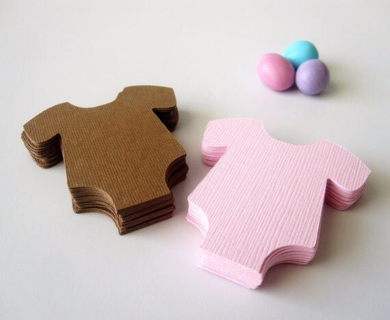 48 Baby Onesie Die Cut Pink and Brown (2.2 inches) Textured Cardstock Die Cut MariaPalito A178 Il_570xn