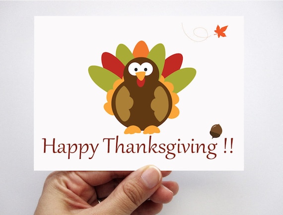 6 Turkey Thanksgiving Card set, Turkey Happy Thanksgiving Card MariaPalito A358 Il_570xn