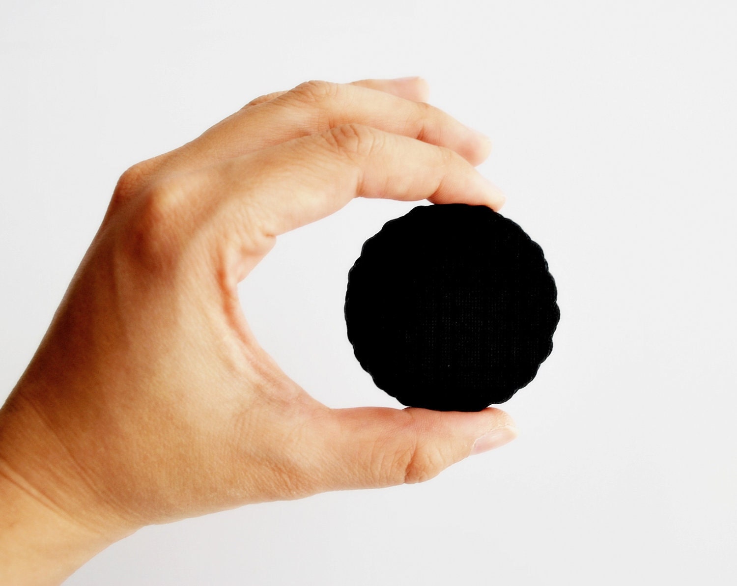 50 Black scalloped circles (2 inches) Textured Cardstock Die Cut A159 Il_570xn