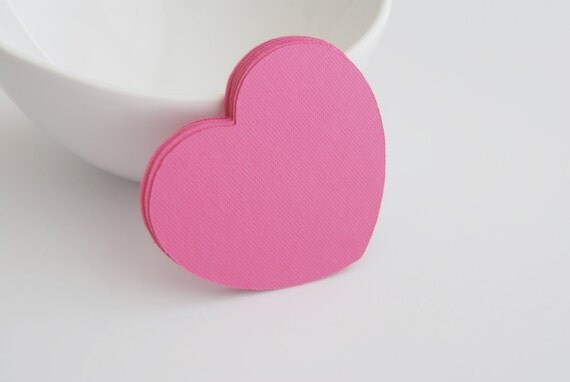 32 Hot pink heart die cuts (2.5 inches) in textured cardstock A224 Il_570xn
