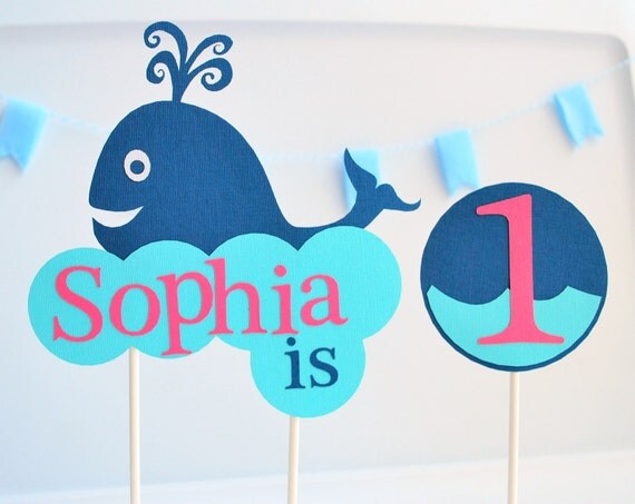Whale party Centerpiece - Personalized Birthday Centerpiece, Personalized Sign A292 Il_570xn