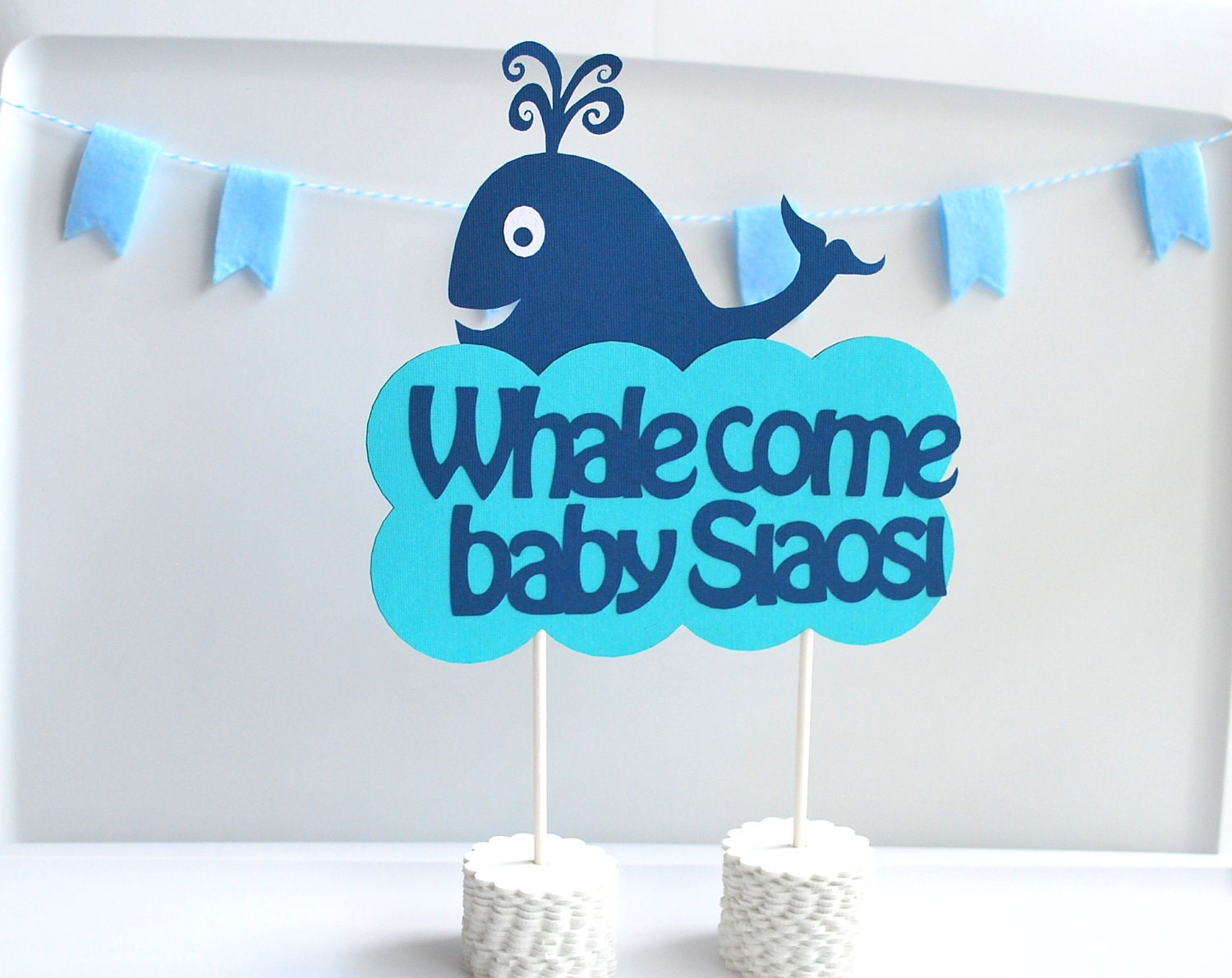 Baby Shower Whale come baby party Centerpiece - Personalized welcome Baby shower Centerpiece, A291 Il_570xn