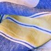 Vintage Heavy Linen Tablecloth - Blue and Yellow Stripes 57 x 85