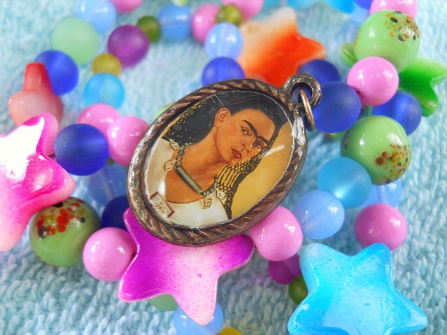 Frida Artist Inspiration Necklace Colorful Beautiful Frida OOAK Free Shipping US and Canada