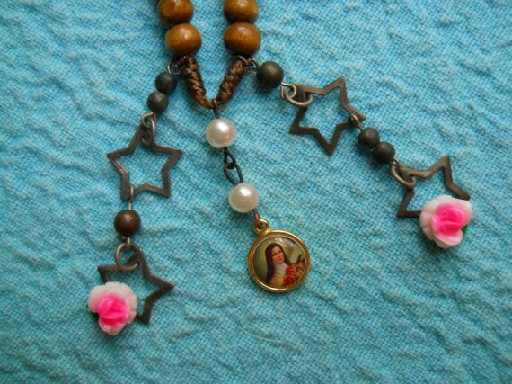 Car Rosary St. Therese Roses or Necklace Free Shipping US and Canada