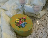 Jewelry Box Garden Basket, keepsake trinket gift victorian cottage chic home decor decorative tole painting folk art acrylic primitive