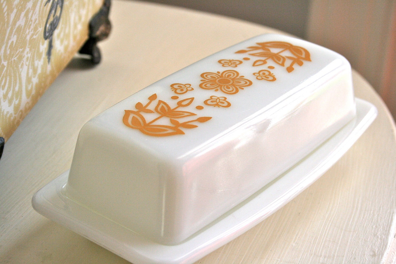 Vintage Pyrex Harvest Gold Butter Dish