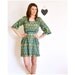 TOTALLY COOL SALE Greek Island peacock Dress with clay flower brooch