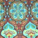 Cotton Fabric Print - Turquoise lime and brown floral print - 1 yard ctnp124