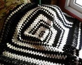 Crochet Black and White Afghan Blanket Granny Square Throw Lap Cover Baby Blanket Women Men Home Decor Spring Summer Fall Winter