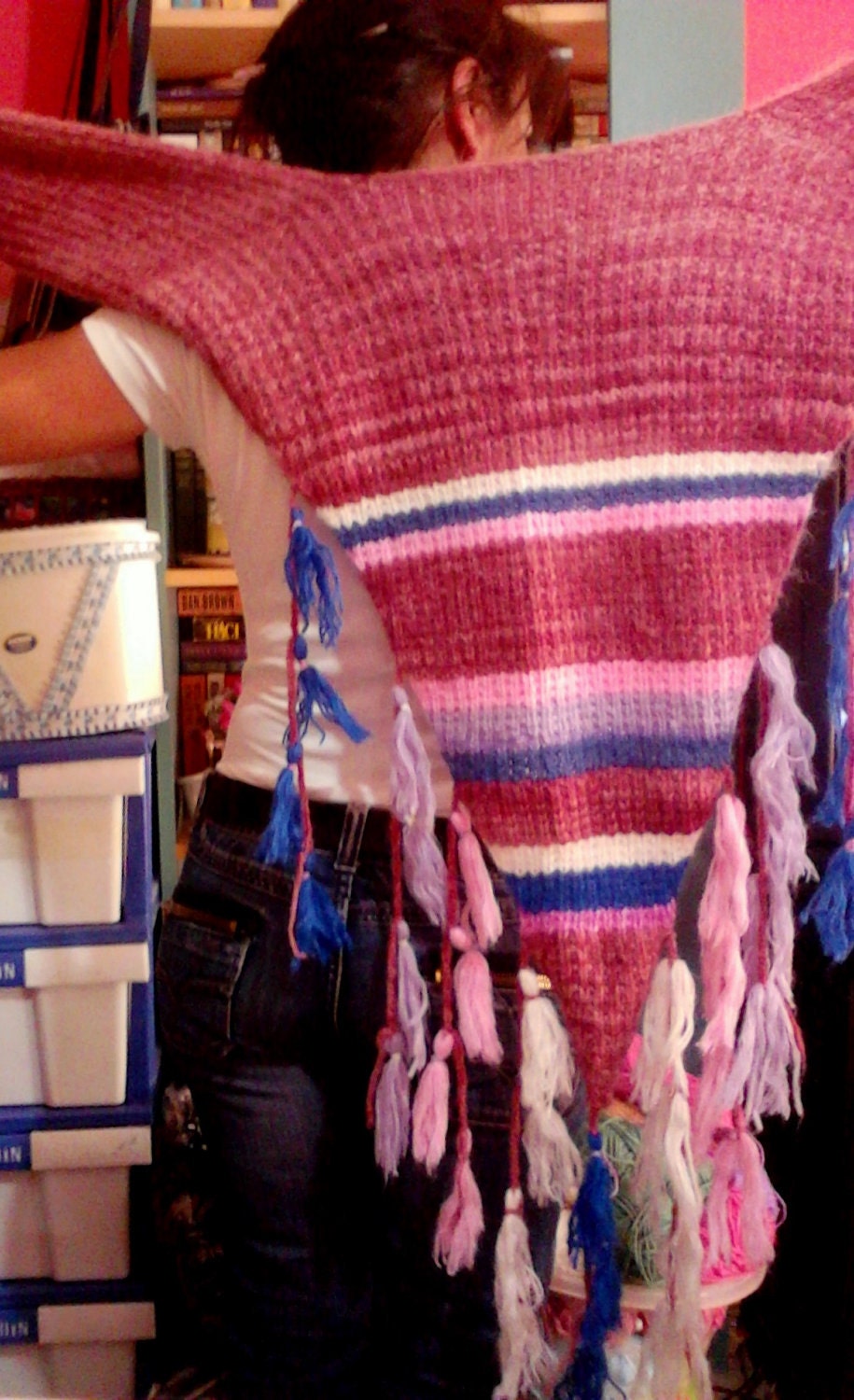 Hand Knit Super Soft Mohair Rusty Rose Scarf Shawl Wrap Fall Winter Women
