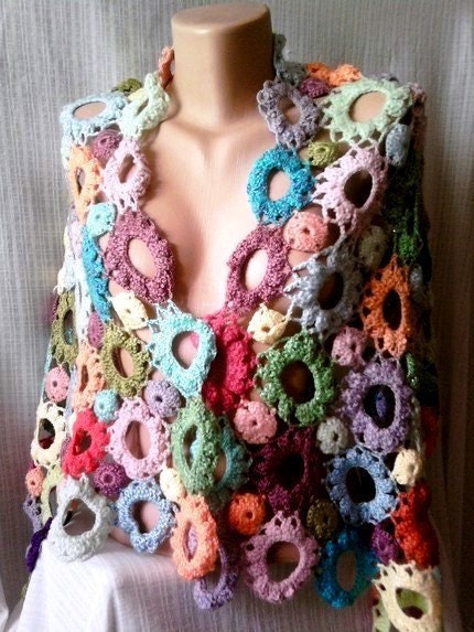 Crochet Shawl Scarf Wrap Multicolor Women Spring Summer Fall Winter Special Gift
