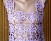 Crochet Lilac Cotton Top with Sequins