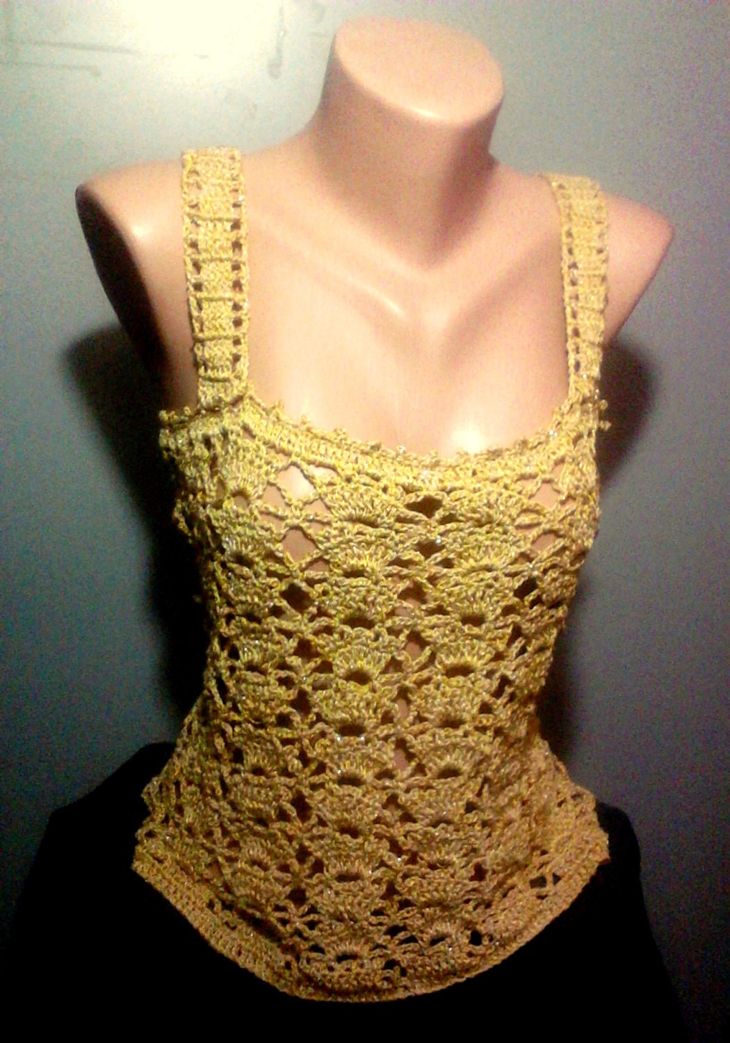 Touch of Gold Shimmering Crochet Top