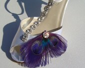 Super Sexy Purple Peacock Crystal Bridal Shoe Clips - Perfect Bridesmaid gift