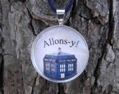 TARDIS necklace Doctor Who quote necklace Allons-y