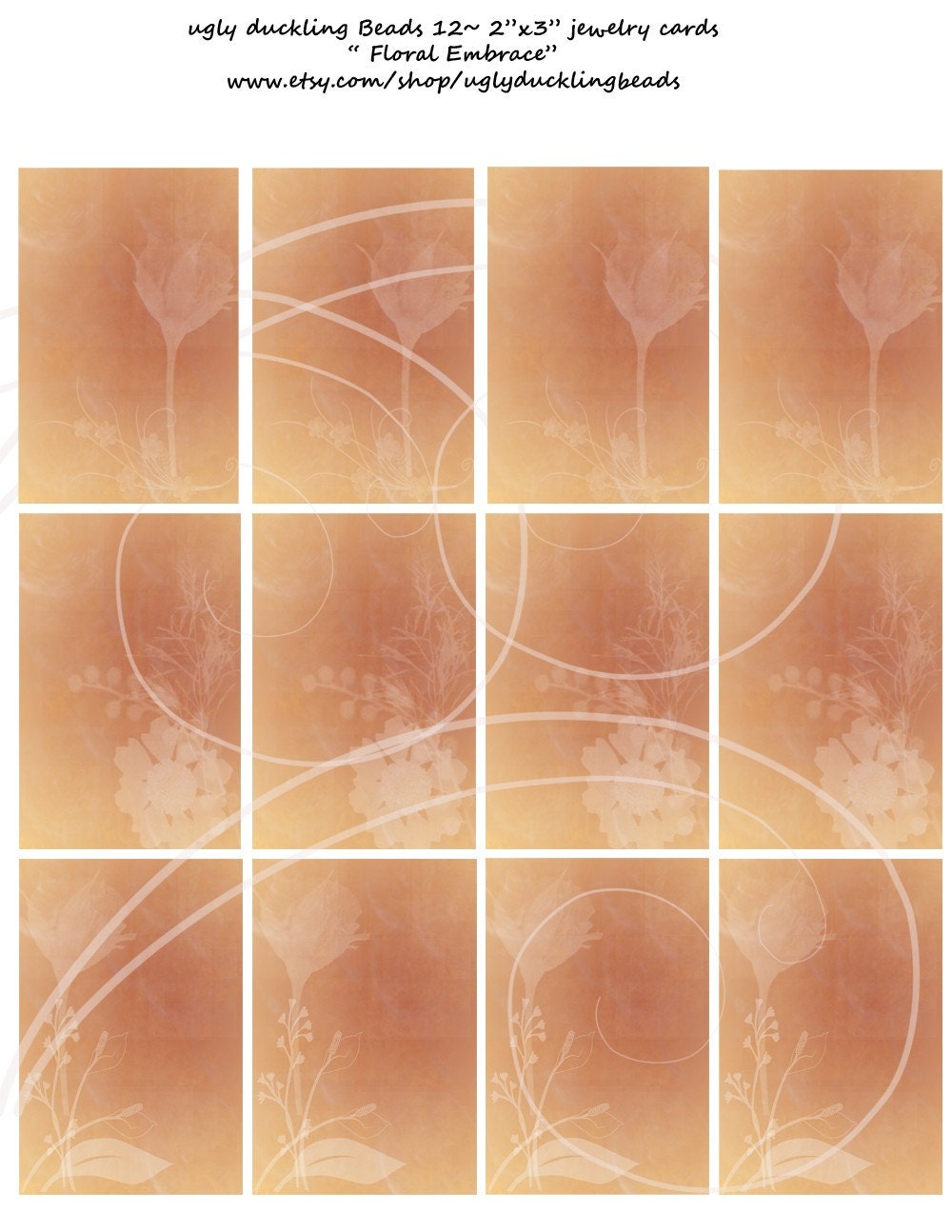 Floral Embrace 2x3inch Digital Earring Card Sheet