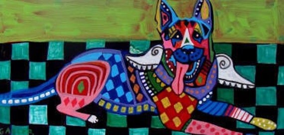 8x16 German Shepherd Art Dog Print Poster of Painting - Memorial Gift Dog Angel