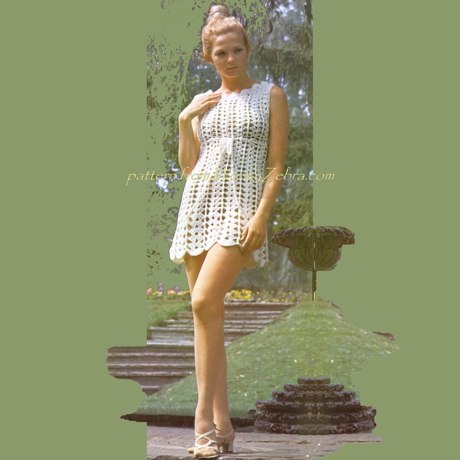 Crochet Dress Pattern PDF Vintage Goddess Dress 169 from WonkyZebra
