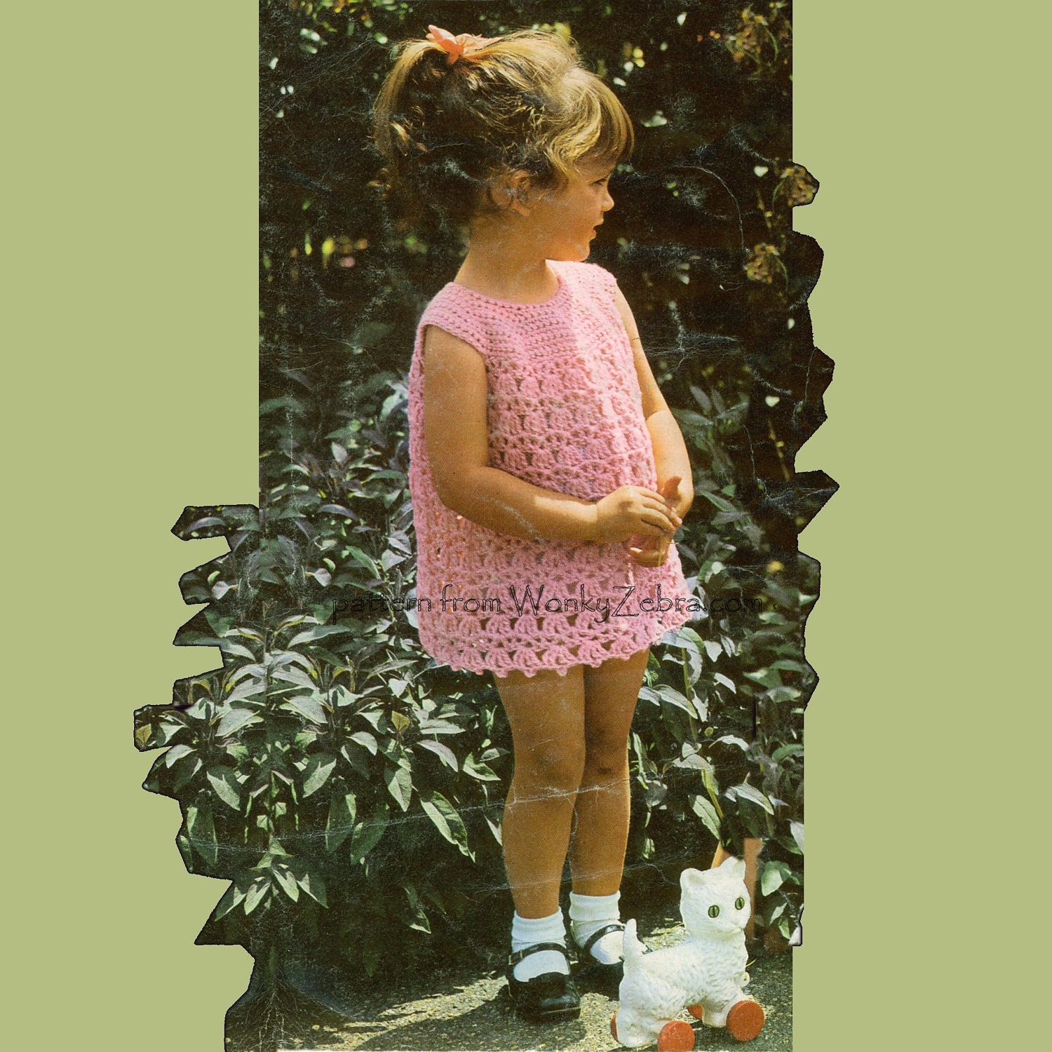 Vintage Crochet Pattern 193 PDF Mother Daughter Yoked Dress from WonkyZebra