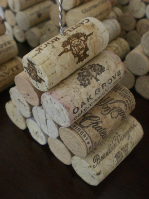 Tall Wine Cork Pyramid Table Number Holder, Photo Holder or Menu Card Holder - Set of 2