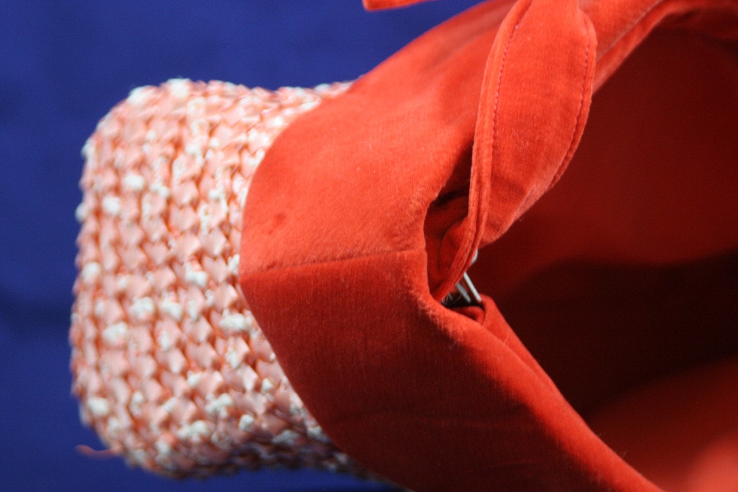 Vintage Velvet Orange and Raffia Purse
