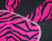Cloth Baby Wipes, Reusable Cloth Wipes, Hot Pink Zebra, Flannel Cloth Baby Wipes, Wash Cloths, Set of 32