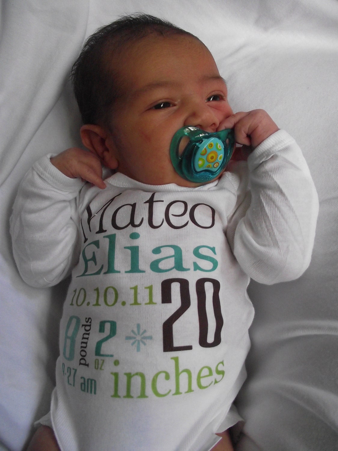 Birth Announcement Onesie...Personalized Newborn or 0-3 Month Onesie ...Love Custom Orders Feel Free to Request...birth announcement