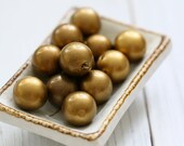 Vintage Lucite Beads . Large 16mm Round Golden Brown . Low stock 3 lots left