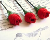 Red Velvet Vintage Style Flower Bobby Pins